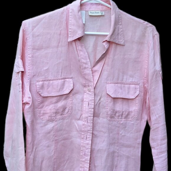 100% Linen Part Two Light Pink Shirt - Picture 1 of 6